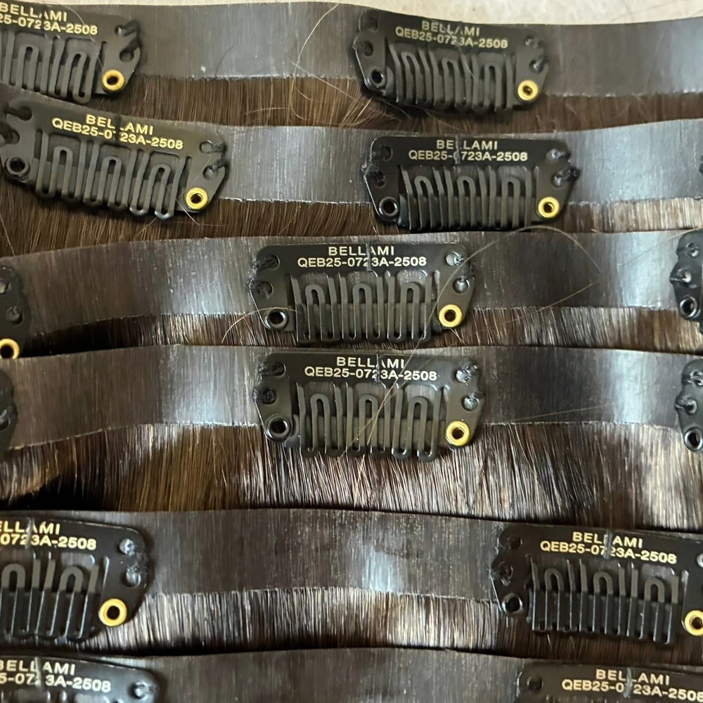 BELLAMI Silk Seam 24" Dirty Brunette Highlight 200g 6 Wefts Hair Extensions NWOT - Picture 4 of 7